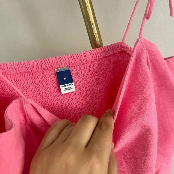 Old Navy Vibrant Pink romantic summer linen feminine mini dress size M - Picture 2 of 9